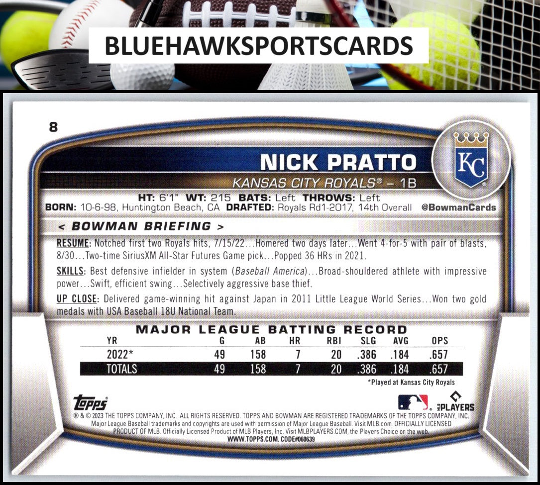 2023 Bowman #8 Nick Pratto
