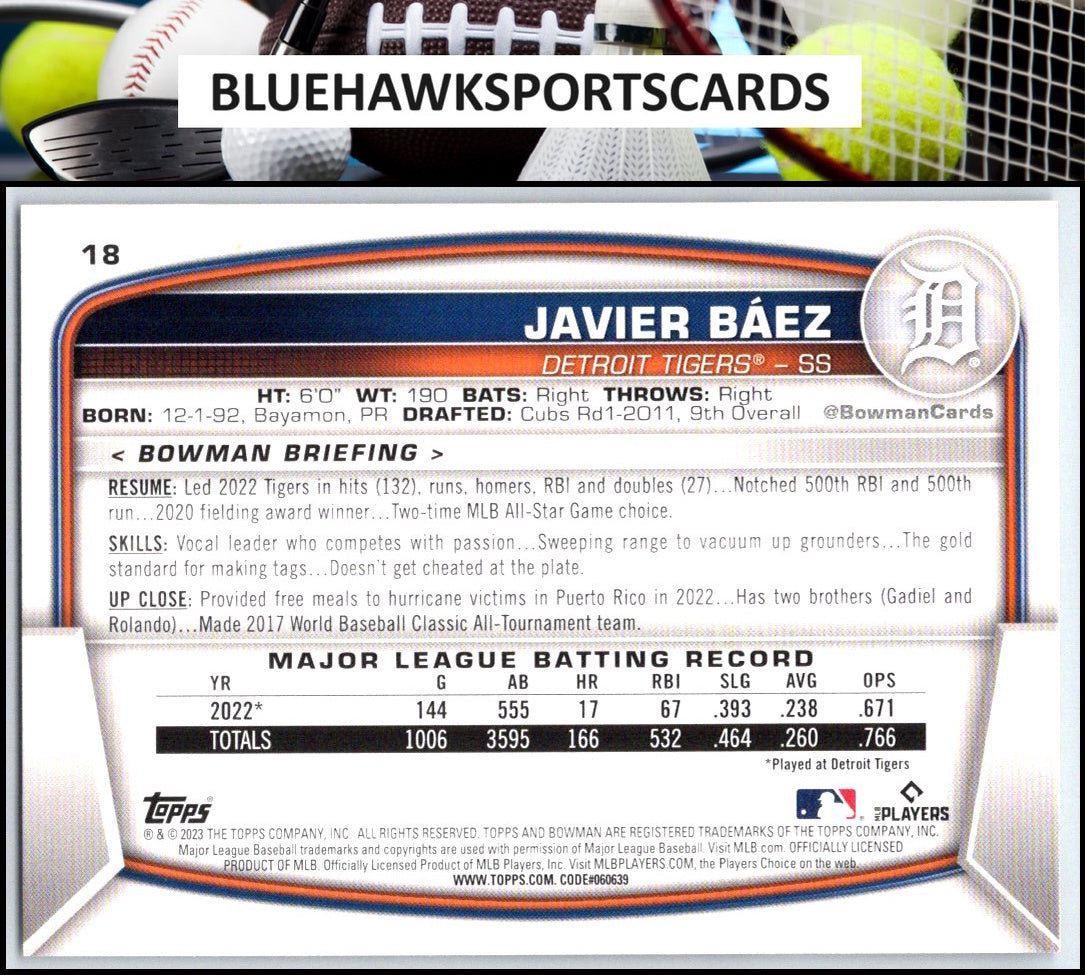 2023 Bowman #18 Javier Baez
