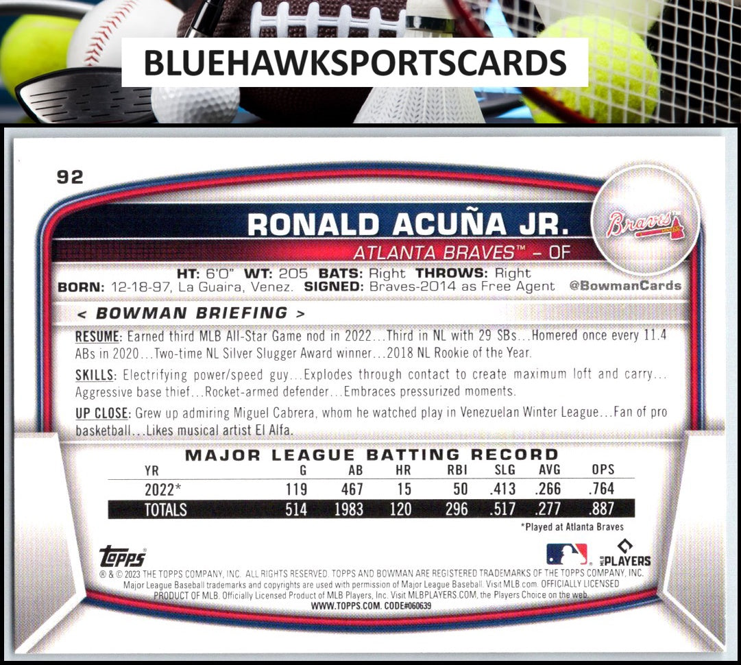 2023 Bowman #92 Ronald Acuna Jr.