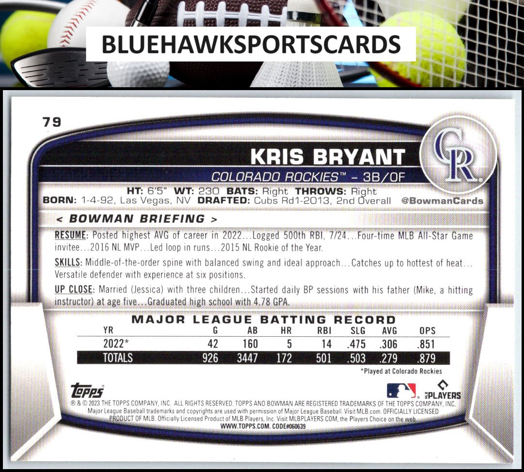 2023 Bowman #79 Kris Bryant
