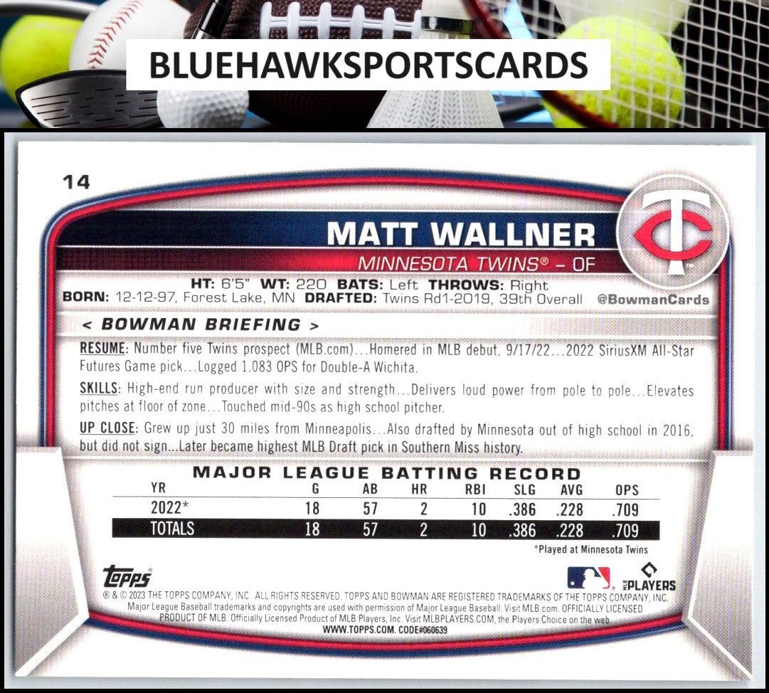 2023 Bowman #14 Matt Wallner