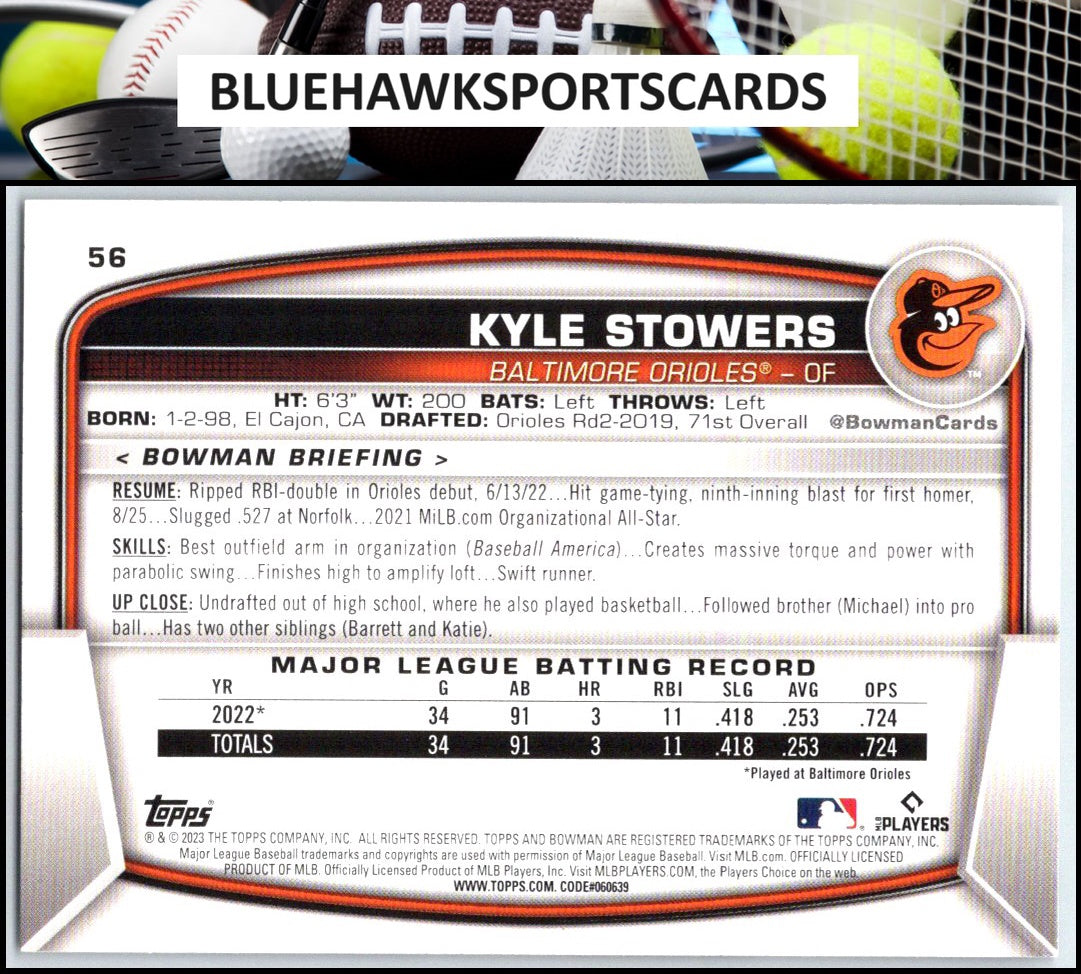 2023 Bowman #56 Kyle Stowers
