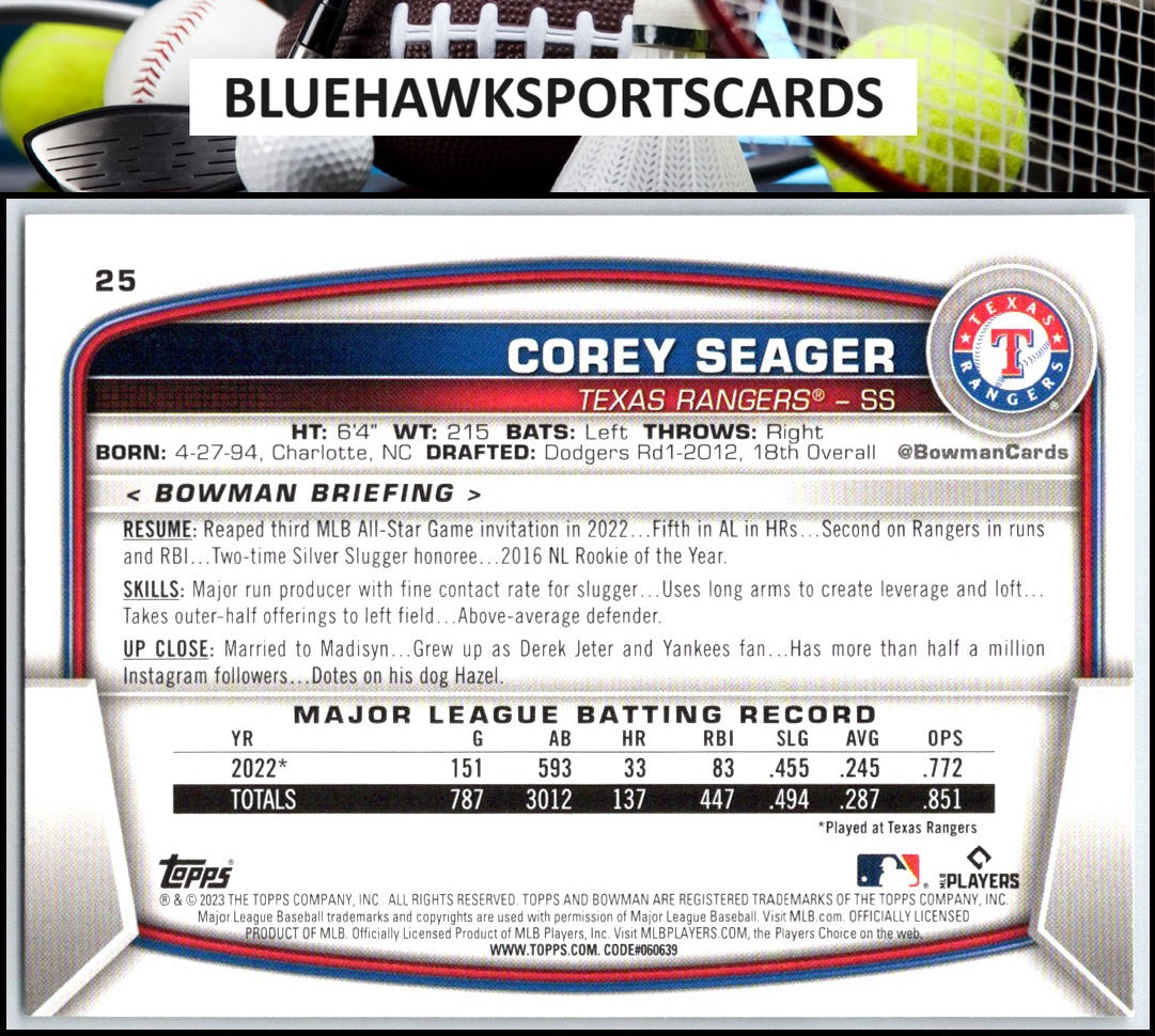 2023 Bowman #25 Corey Seager