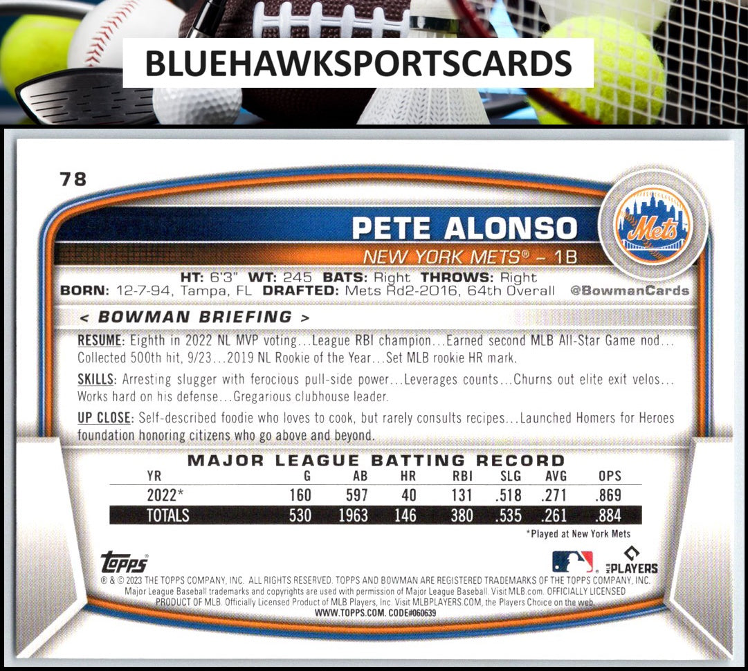 2023 Bowman #78 Pete Alonso