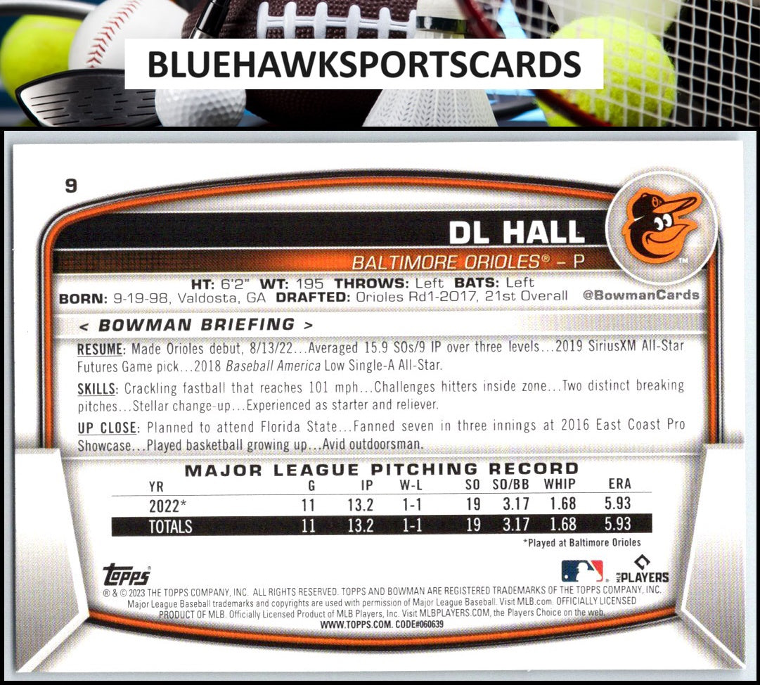 2023 Bowman #9 DL Hall