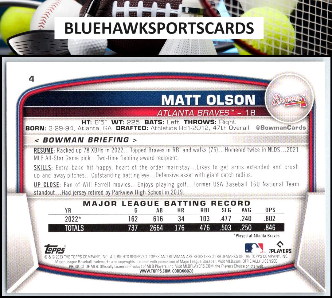 2023 Bowman #4 Matt Olson