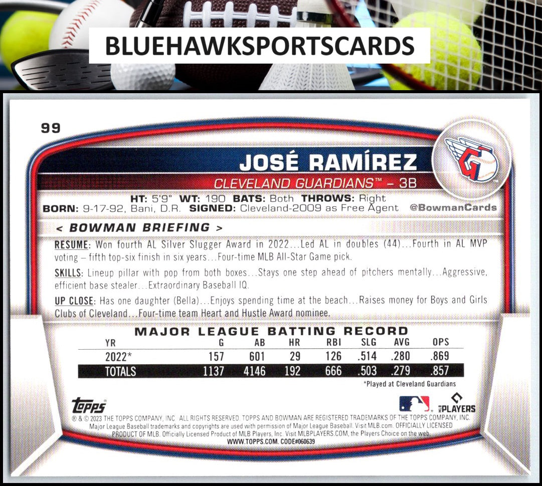 2023 Bowman #99 Jose Ramirez