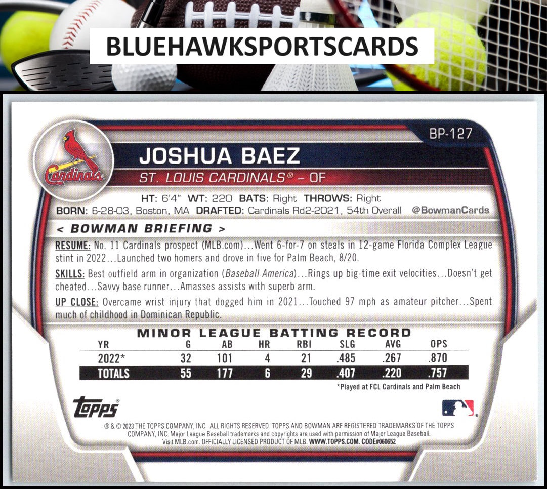 2023 Bowman #BP-127 Joshua Baez Prospects
