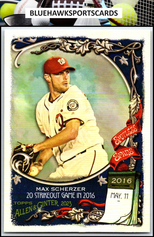 2023 Topps Allen & Ginter #SS-37 Max Scherzer Spotless Spans