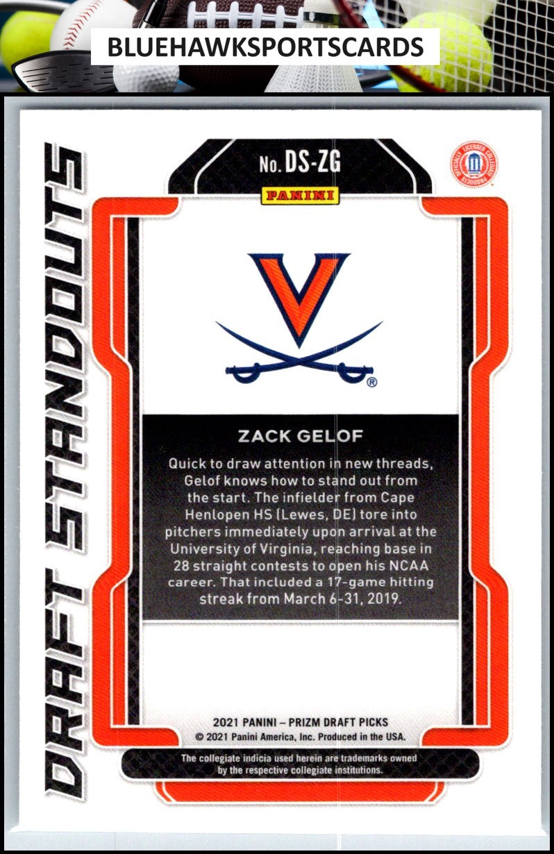2021 Panini Prizm Draft Picks #DS-ZG Zack Gelof Draft Standouts