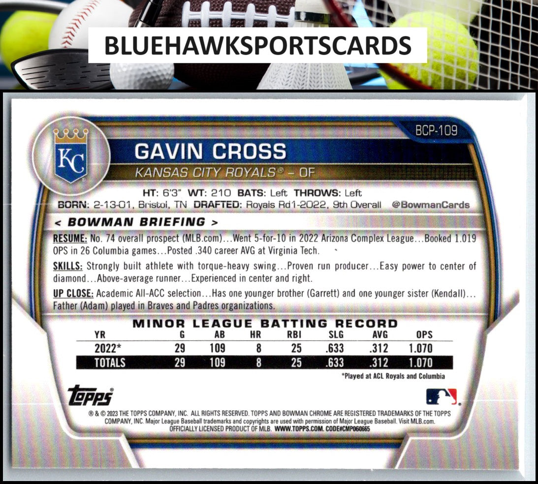 2023 Bowman #BCP-109 Gavin Cross Chrome Prospects