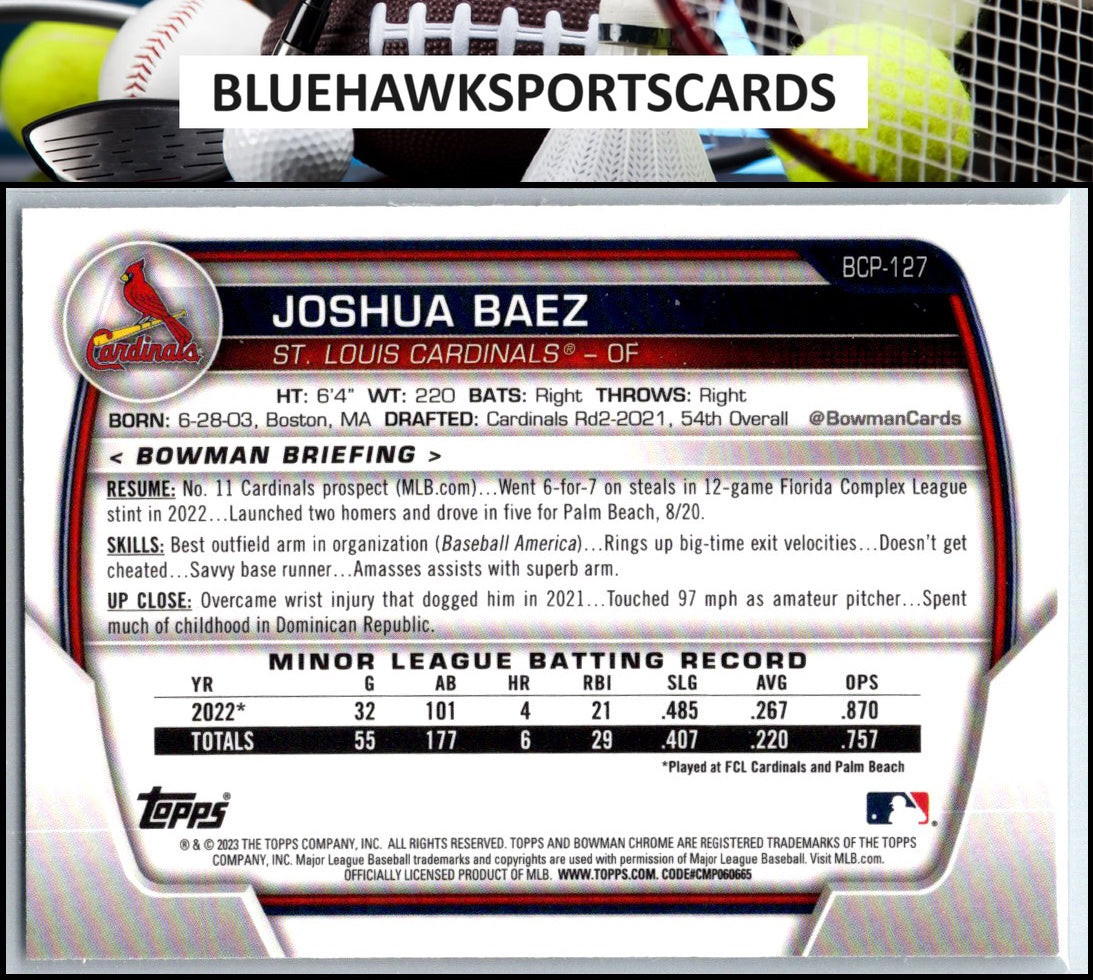 2023 Bowman #BCP-127 Joshua Baez Chrome Prospects