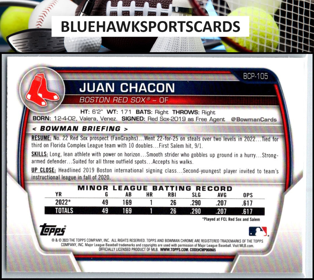 2023 Bowman #BCP-105 Juan Chacon Chrome Prospects