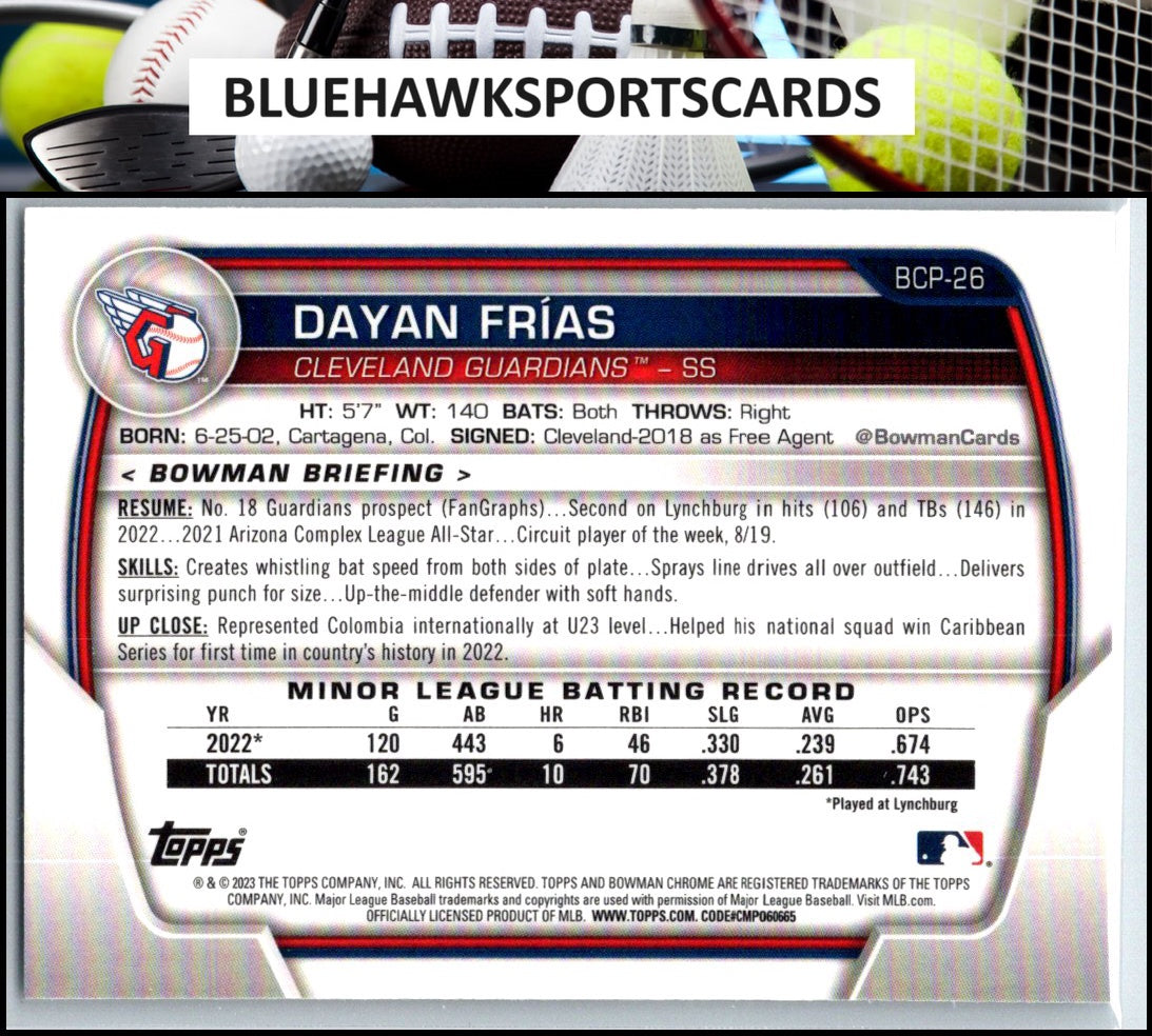 2023 Bowman #BCP-26 Dayan Frias Chrome Prospects