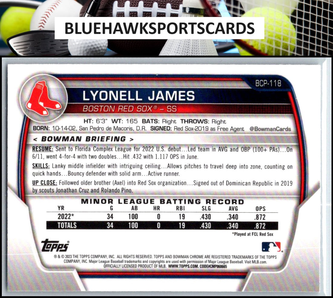 2023 Bowman #BCP-118 Lyonell James Chrome Prospects