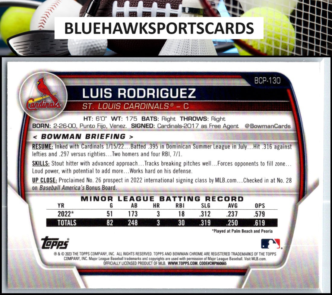 2023 Bowman #BCP-130 Luis Rodriguez Chrome Prospects
