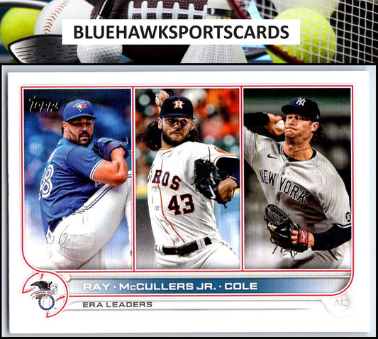 2022 Topps #283 AL ERA Leaders (Robbie Ray / Lance Jr. / Gerrit Cole) LL, UER