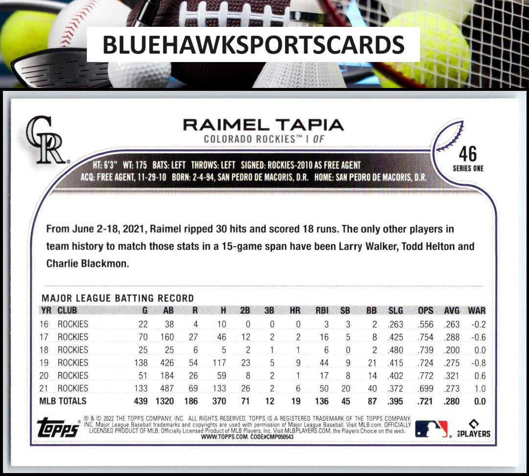 2022 Topps #46 Raimel Tapia