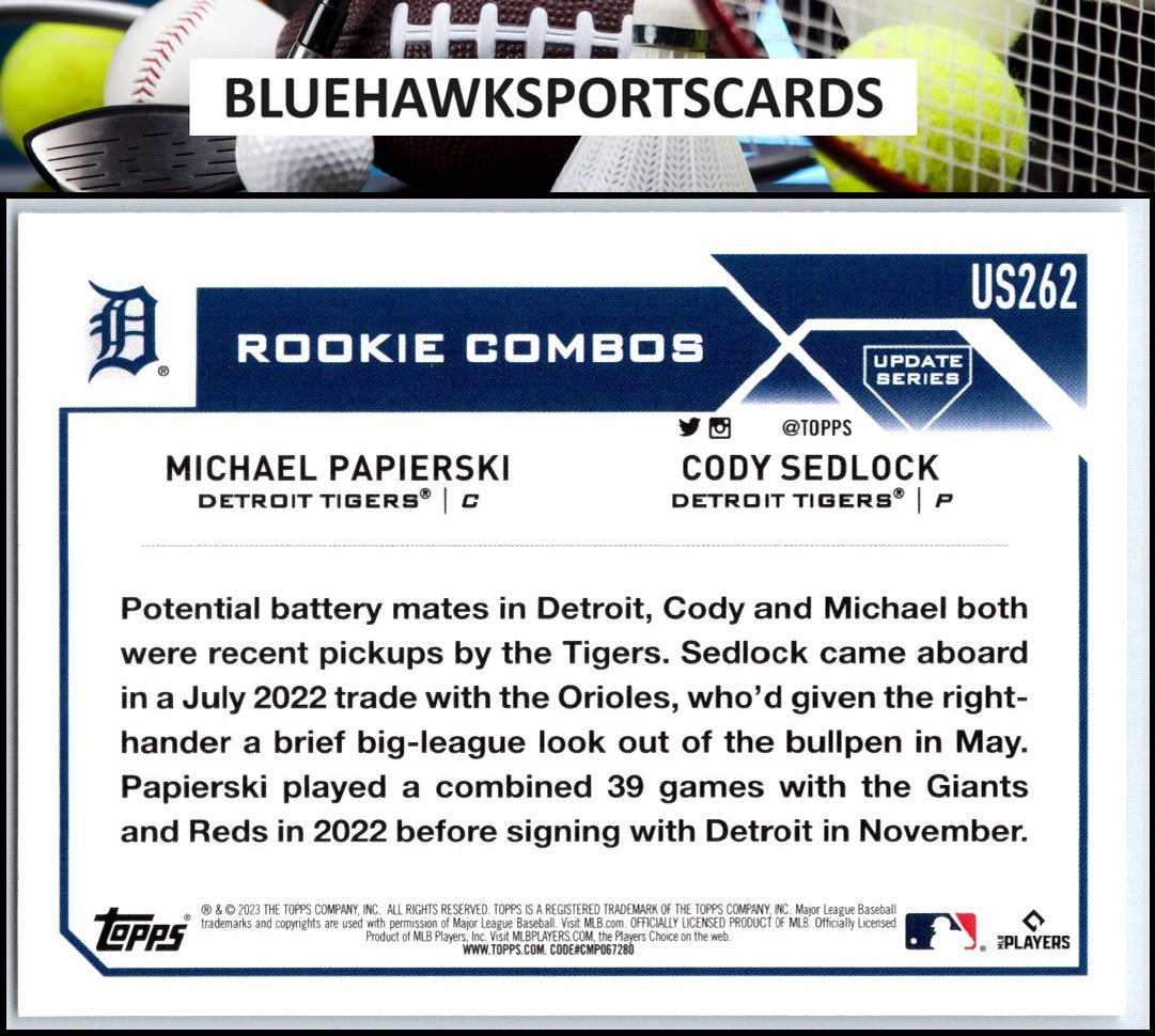 2023 Topps Update #US262 Michael Papierski / Cody Sedlock RCOM, RC