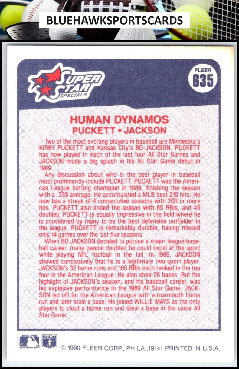 1990 Fleer #635b Kirby Puckett / Bo Jackson