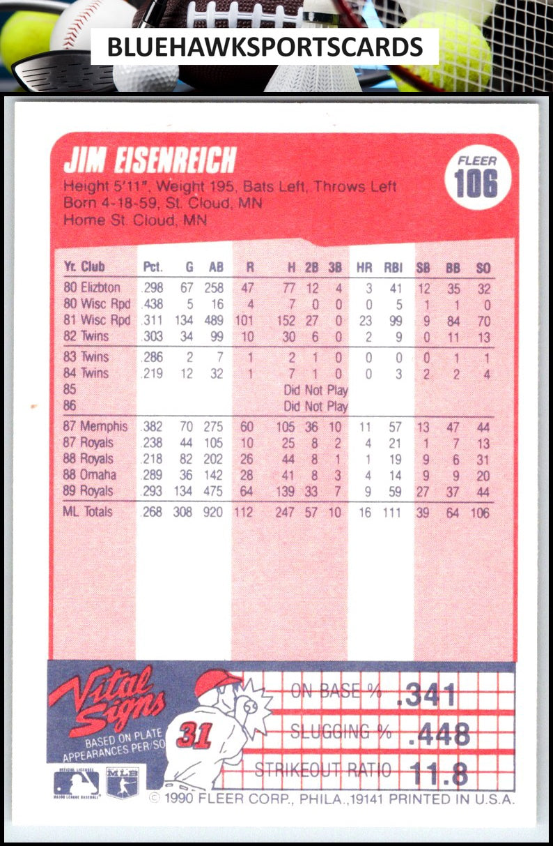 1990 Fleer #106b Jim Eisenreich