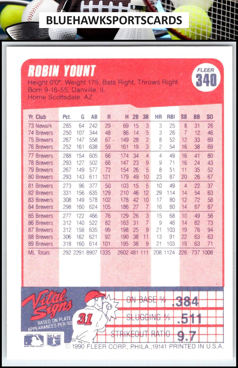 1990 Fleer #340b Robin Yount