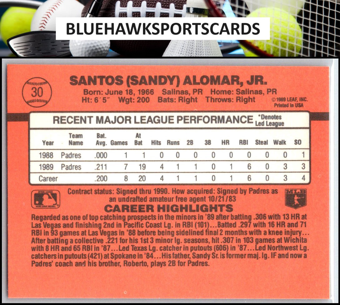 1990 Donruss #30 Sandy Alomar, Jr.