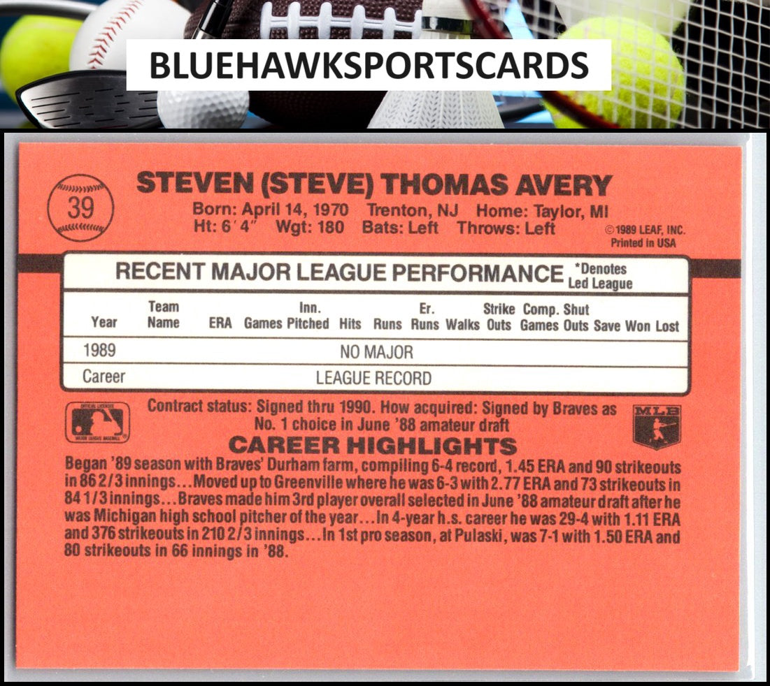 1990 Donruss #39b Steve Avery