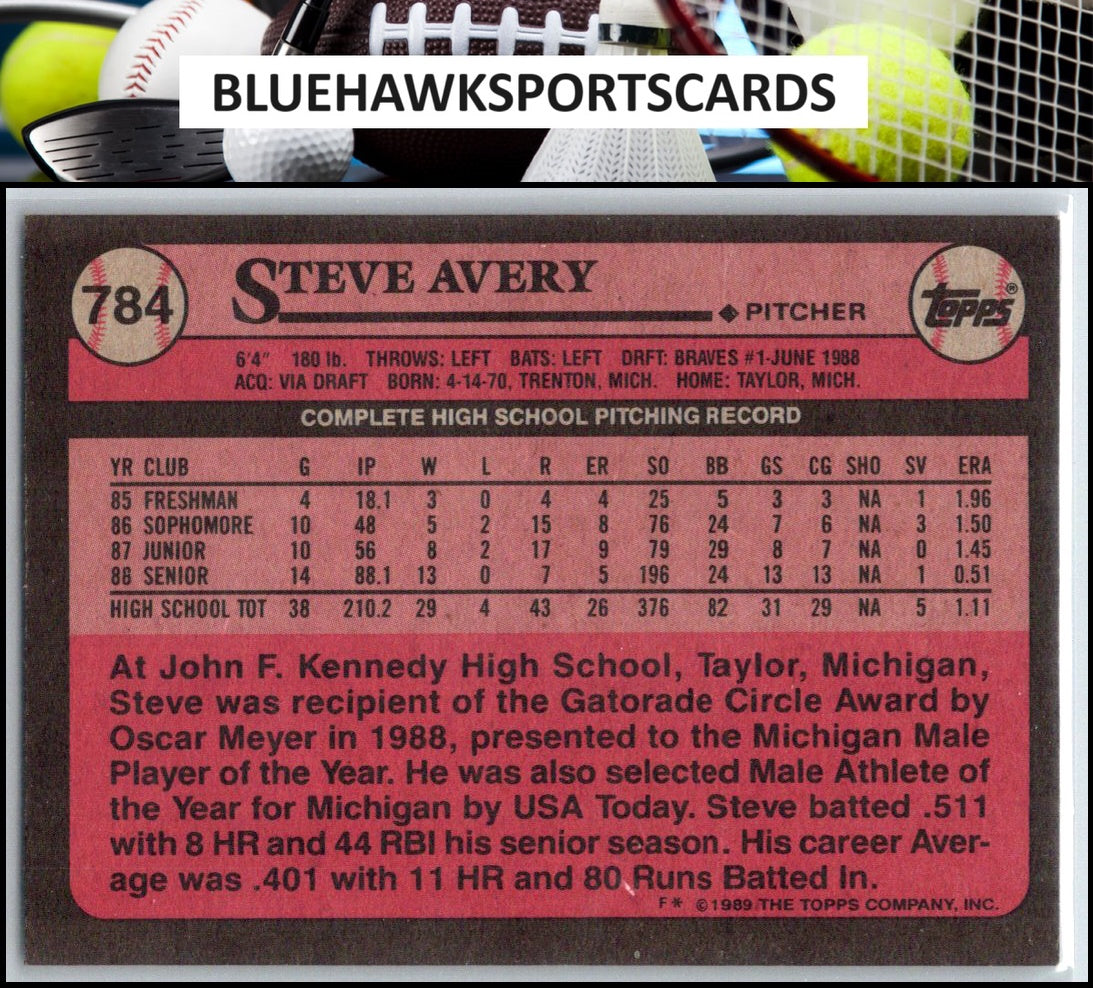 1989 Topps #784 Steve Avery