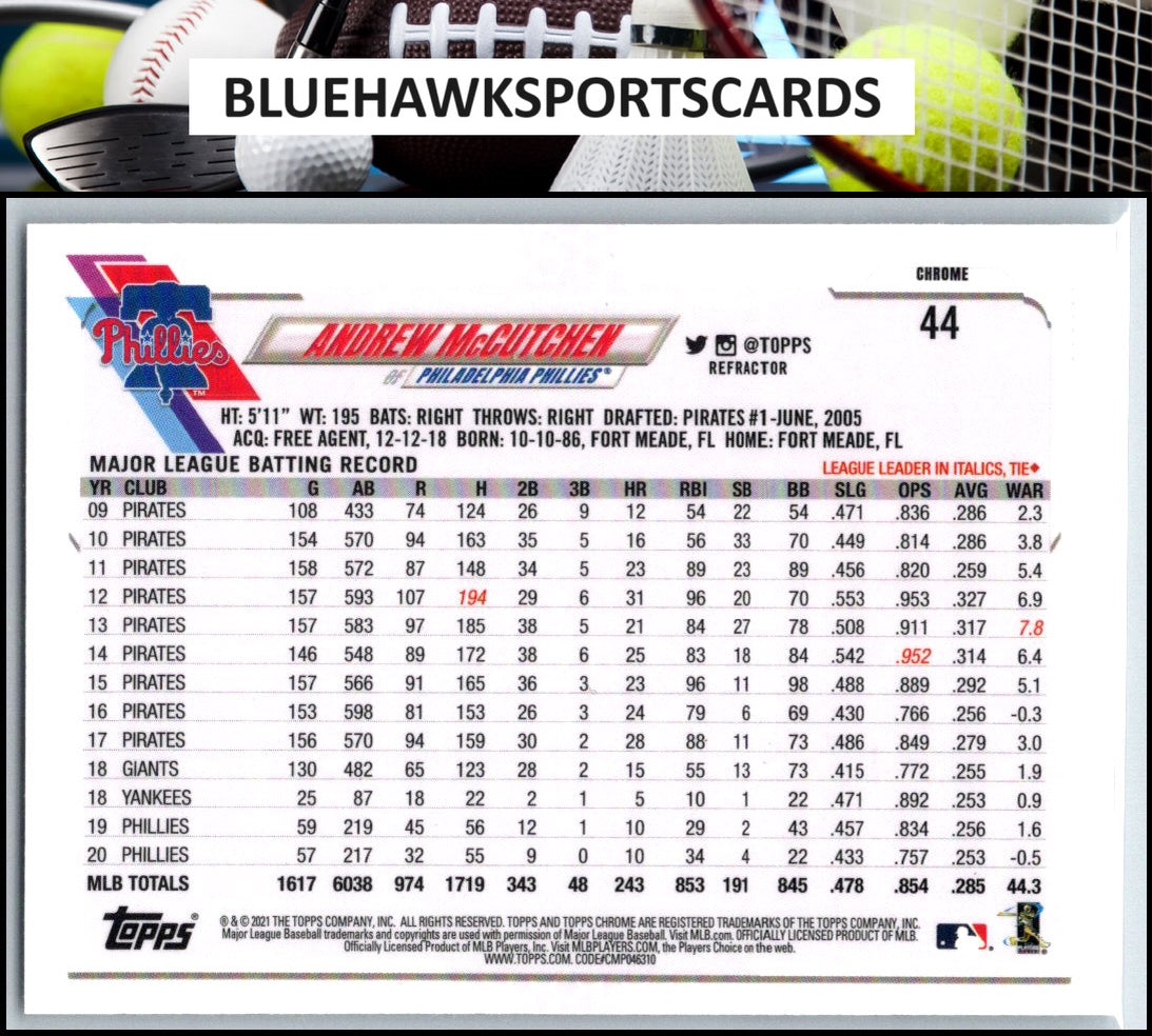 2021 Topps Chrome #44 Andrew McCutchen