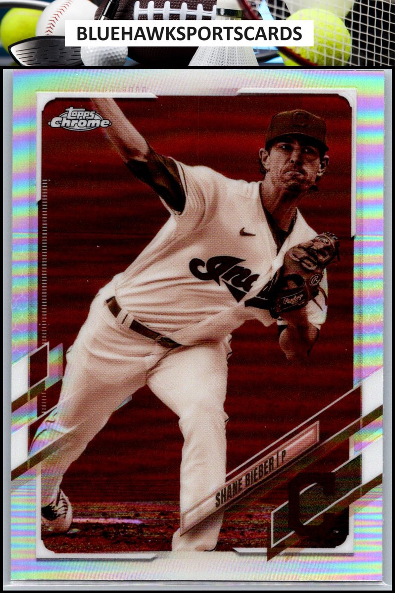 2021 Topps Chrome #198 Shane Bieber Sepia Refractor