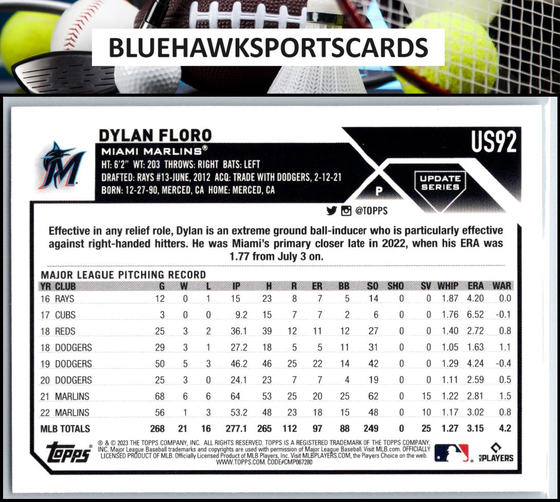 2023 Topps Update #US92 Dylan Floro Silver Pattern Foilboard