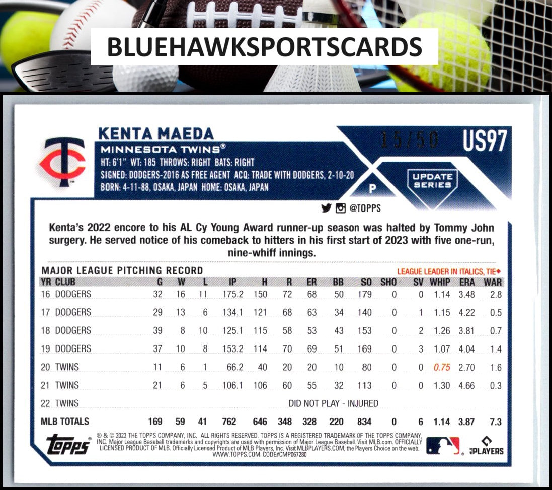 2023 Topps Update #US97 Kenta Maeda Royal Blue