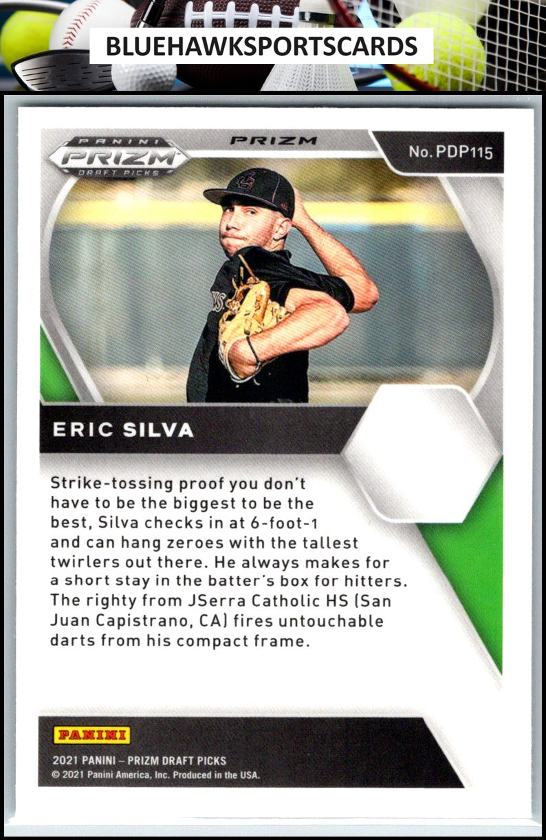 2021 Panini Prizm Draft Picks #PDP115 Eric Silva Green Pulsar Prizm