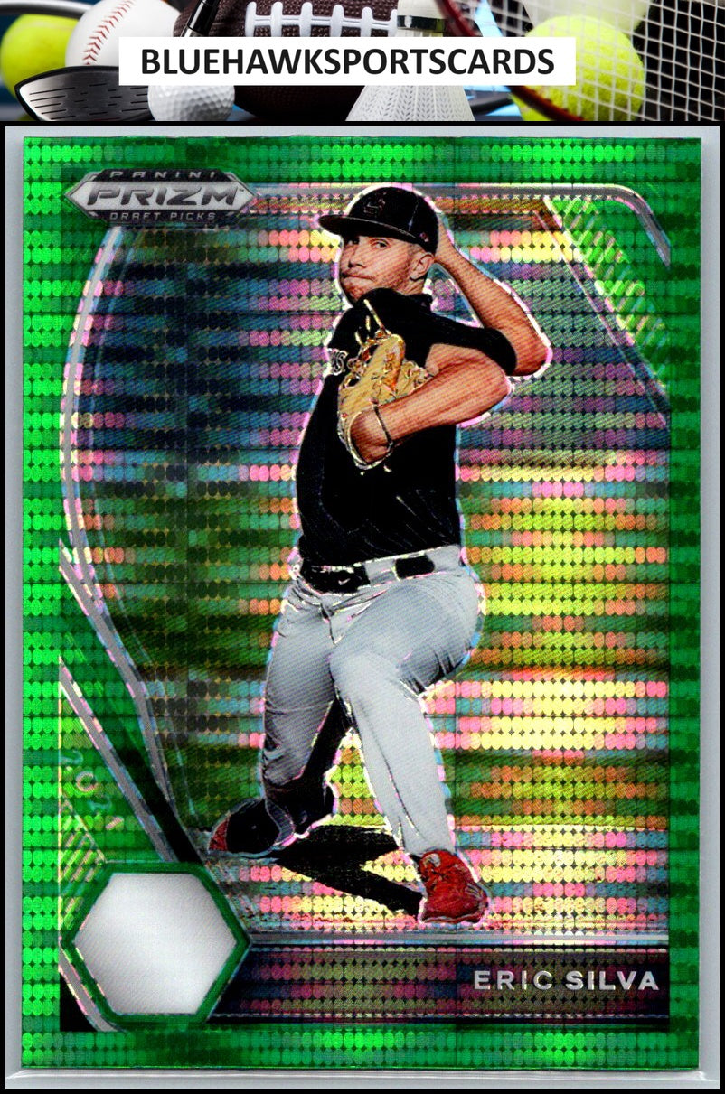 2021 Panini Prizm Draft Picks #PDP115 Eric Silva Green Pulsar Prizm