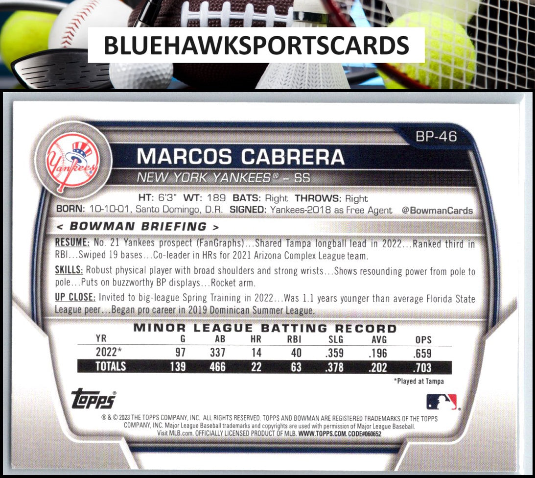 2023 Bowman #BP-46 Marcos Cabrera Prospects