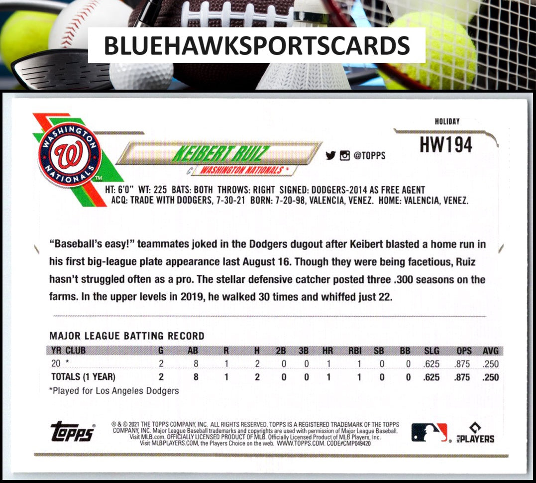 2021 Topps Holiday #HW194 Keibert Ruiz