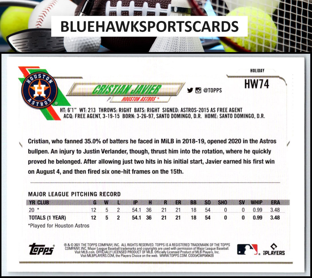 2021 Topps Holiday #HW74 Cristian Javier