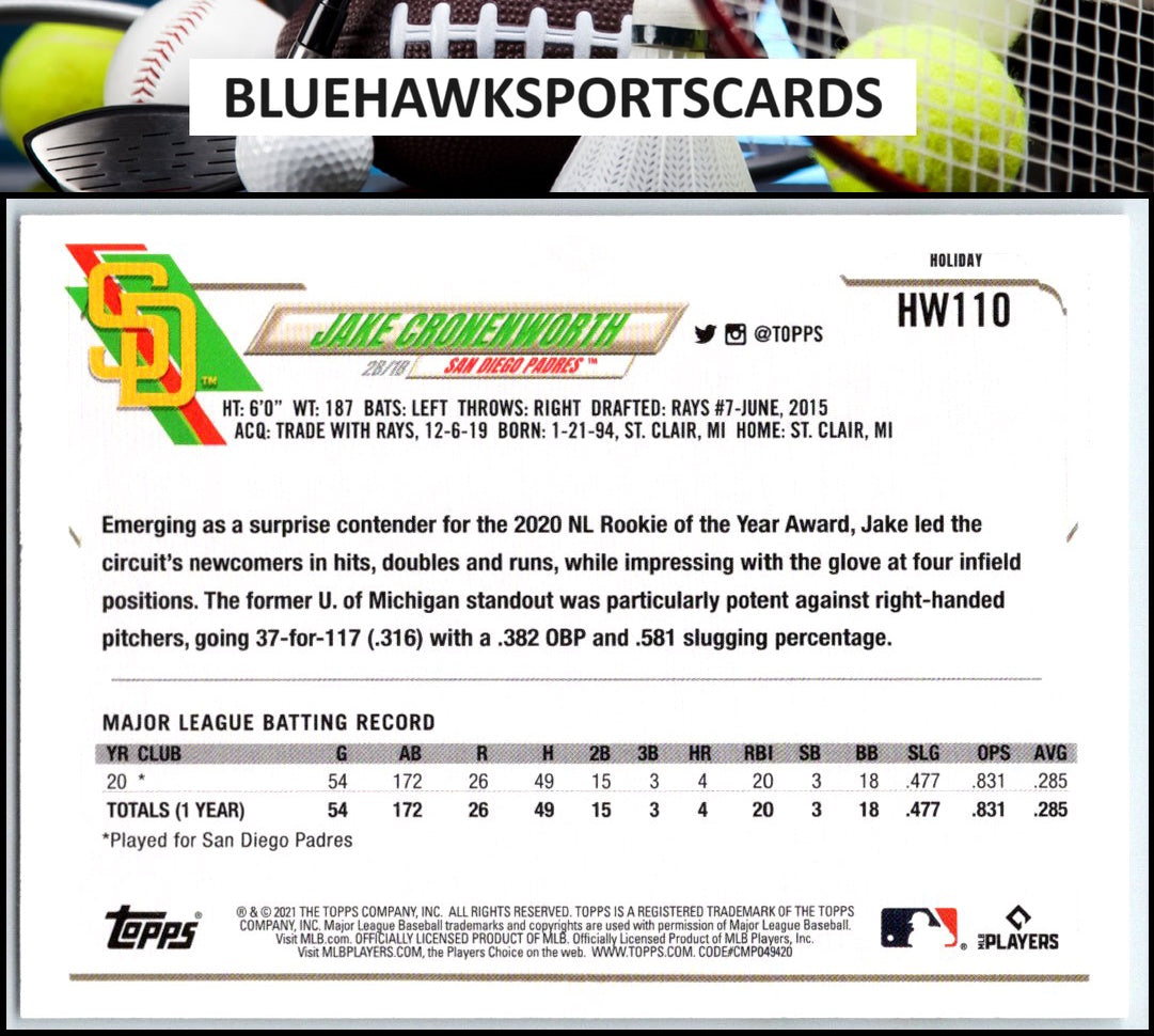 2021 Topps Holiday #HW110 Jake Cronenworth
