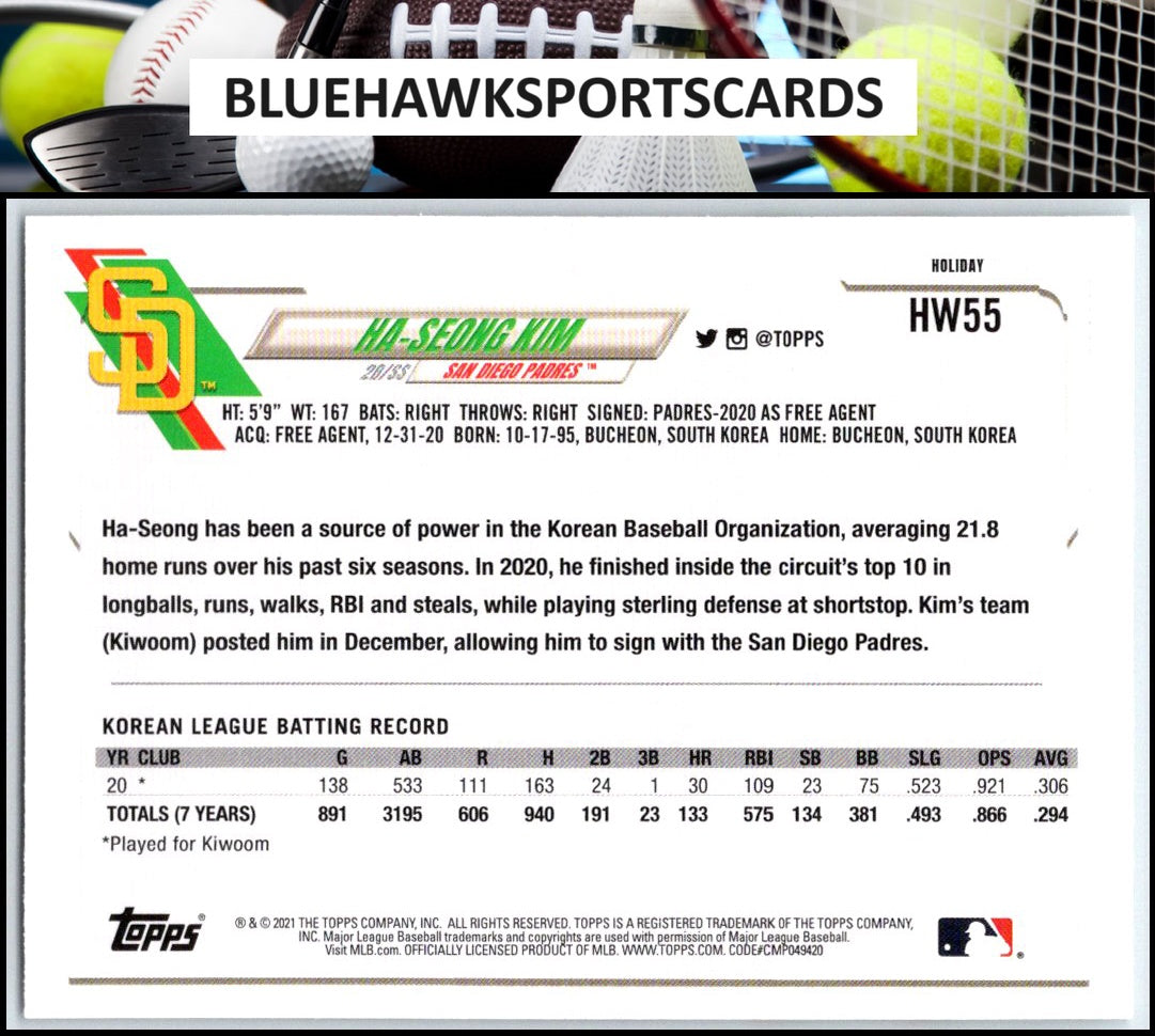 2021 Topps Holiday #HW55 Ha-Seong Kim