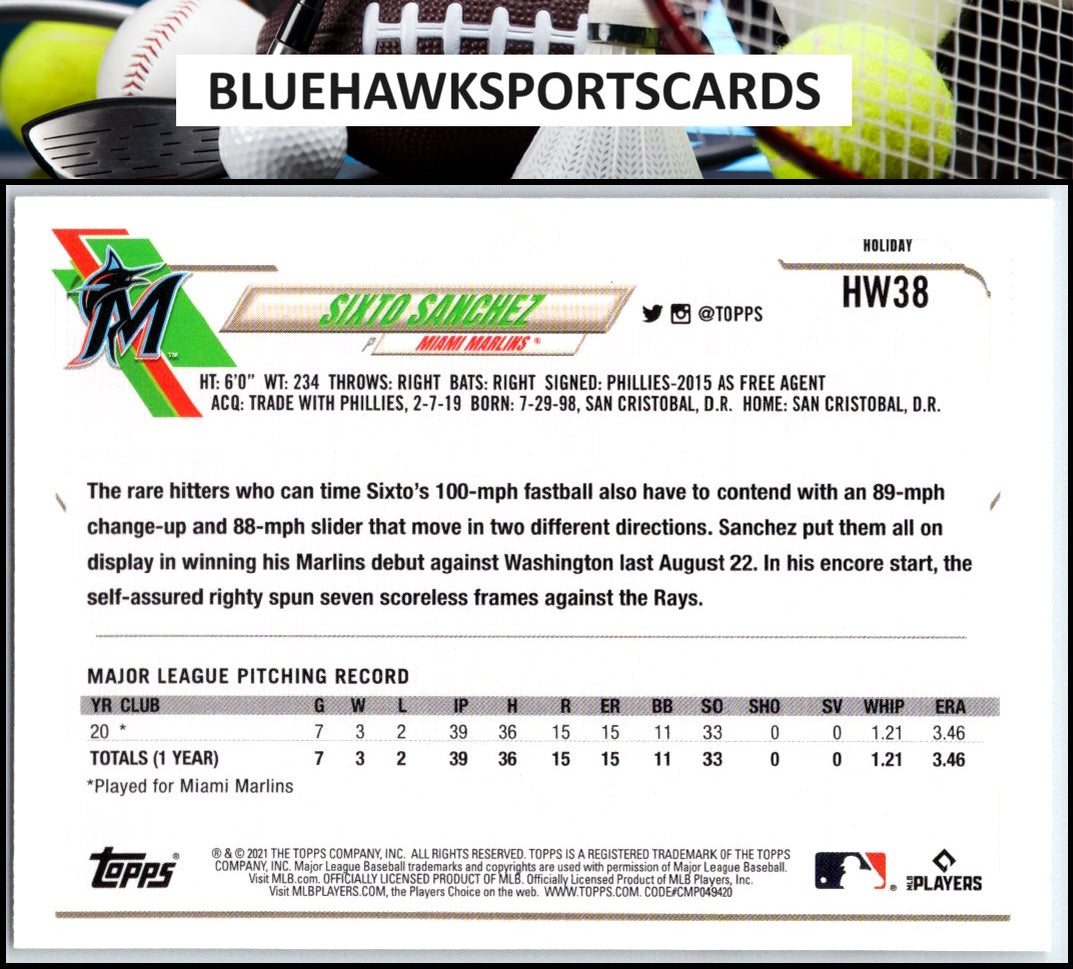 2021 Topps Holiday #HW38 Sixto Sanchez