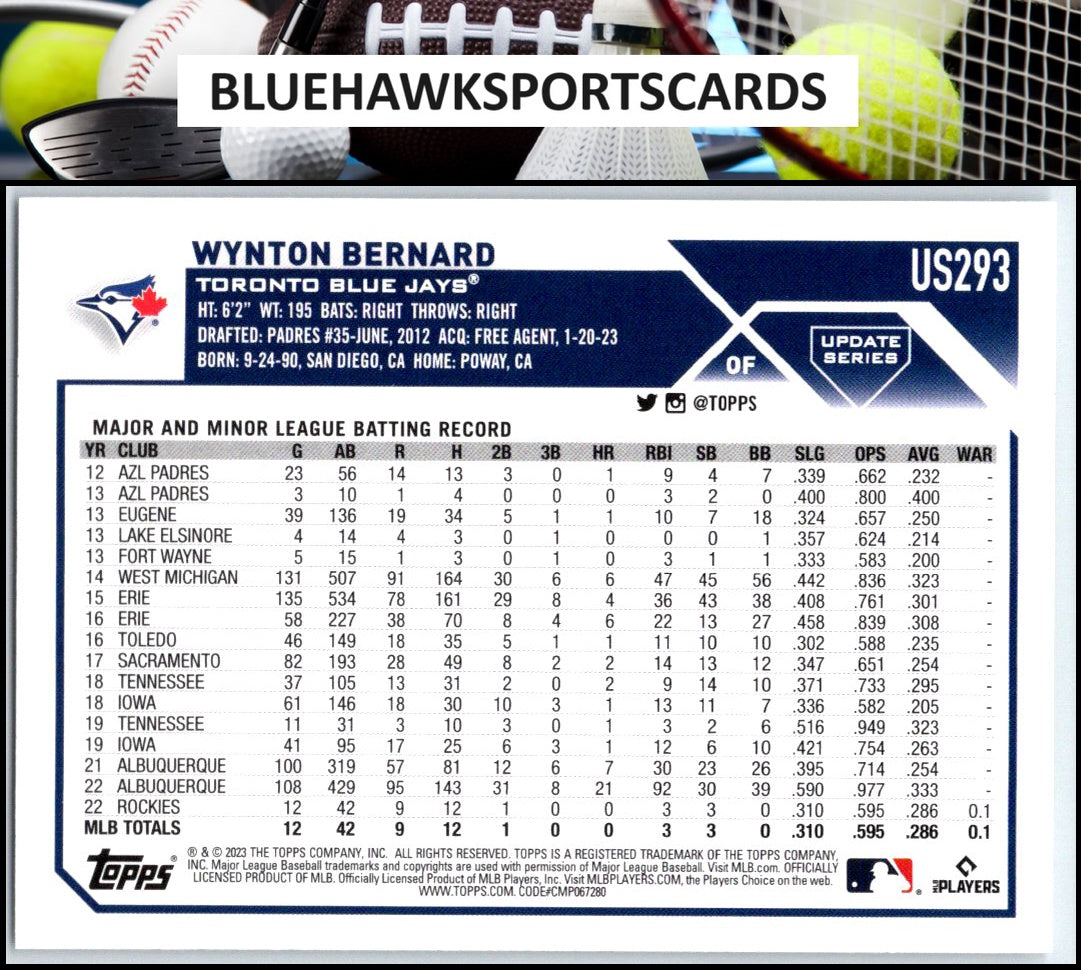 2023 Topps Update #US293 Wynton Bernard