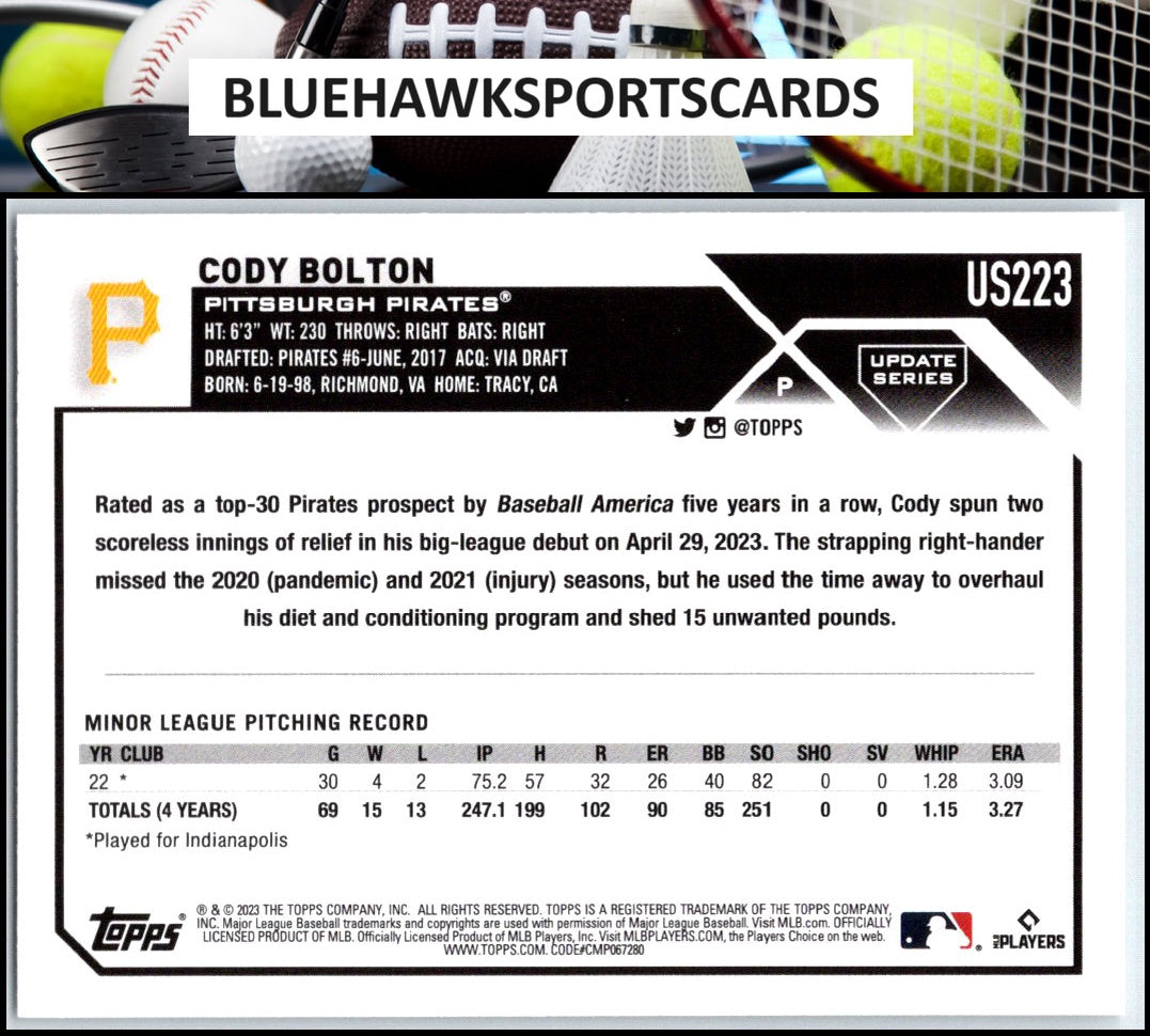 2023 Topps Update #US223 Cody Bolton