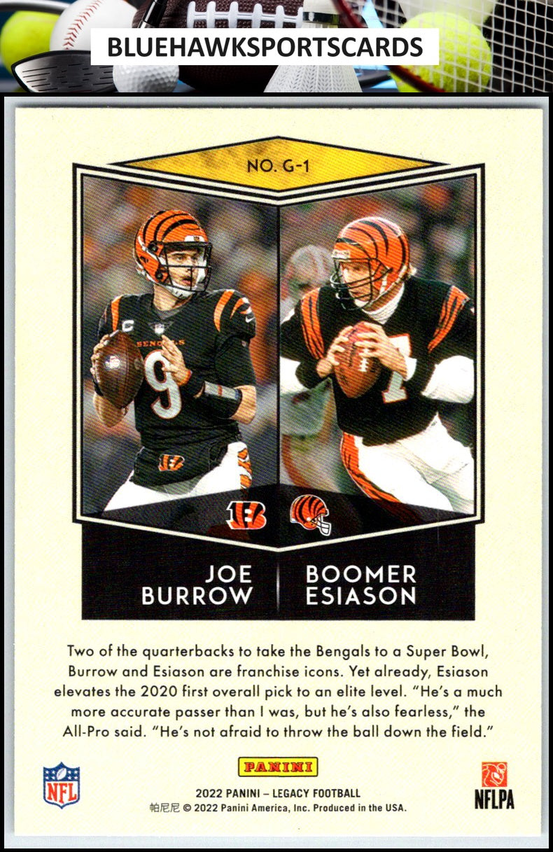2022 Panini Legacy #G-1 Boomer Esiason / Joe Burrow Generations