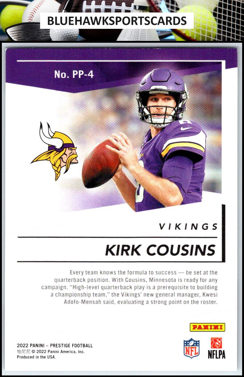 2022 Panini Prestige #PP-4 Kirk Cousins Prestigious Pros