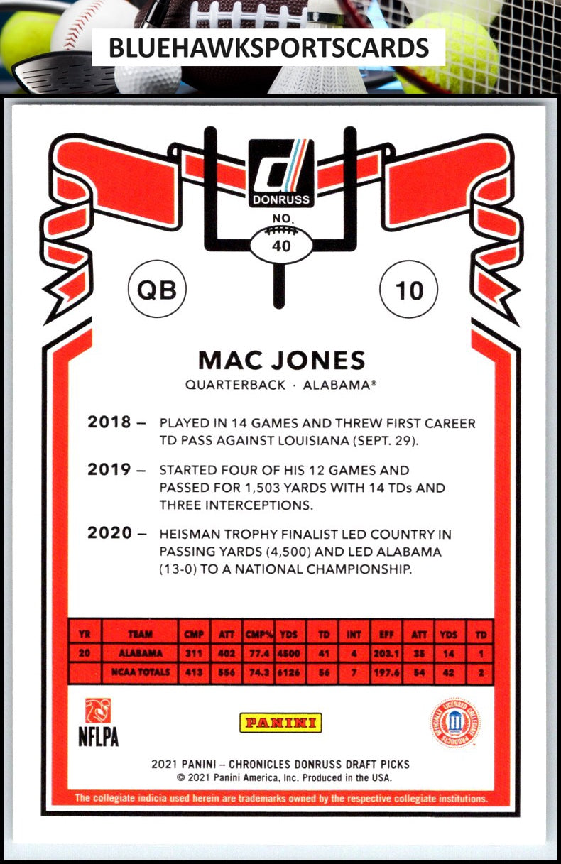 2021 Panini Chronicles Draft Picks #40 Mac Jones