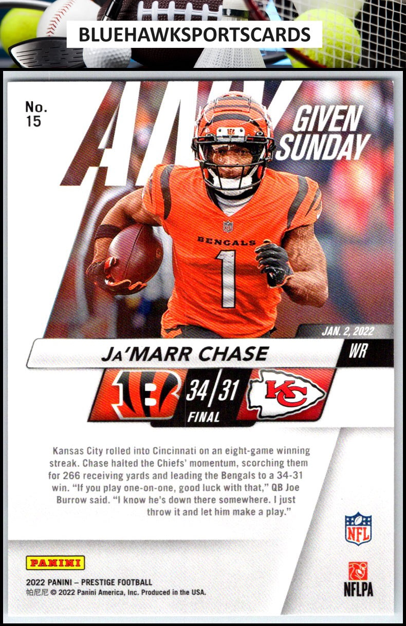 2022 Panini Prestige #15 Ja'Marr Chase Any Given Sunday
