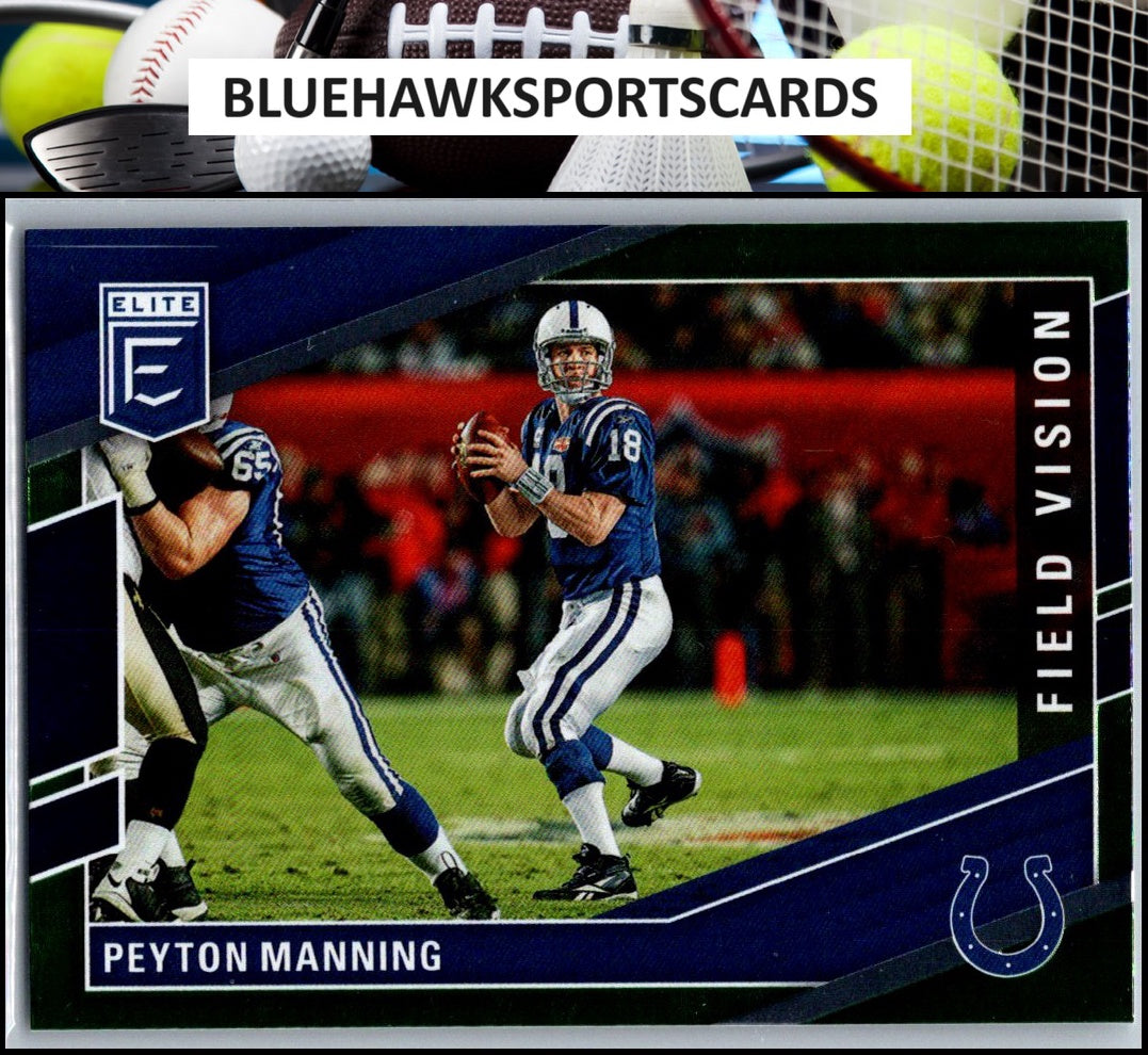 2022 Donruss Elite #FV9 Peyton Manning Field Vision Green Green border on photo