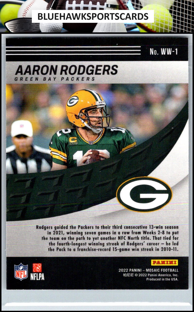 2022 Panini Mosaic #WW-1 Aaron Rodgers Will to Win