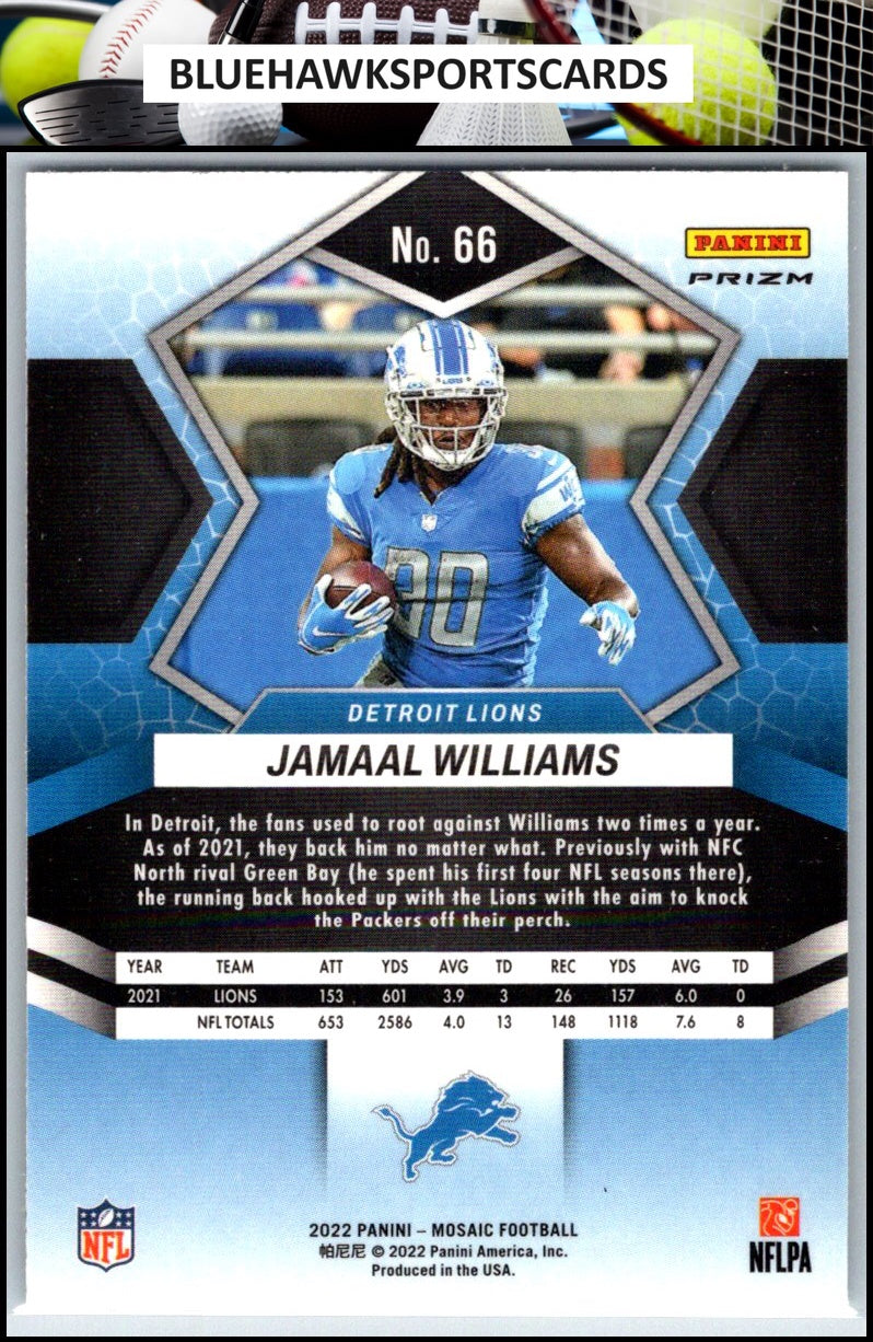 2022 Panini Mosaic #66 Jamaal Williams Mosaic Green